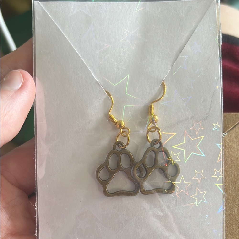 Gold Paw Print Earrings